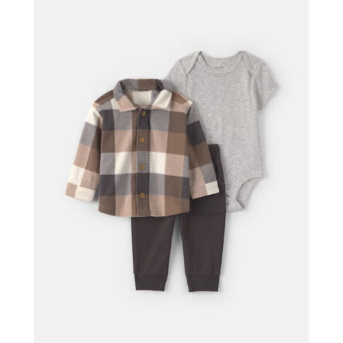 Baby Boy 3-Piece Buffalo Check Fleece Layering Set | Carter's