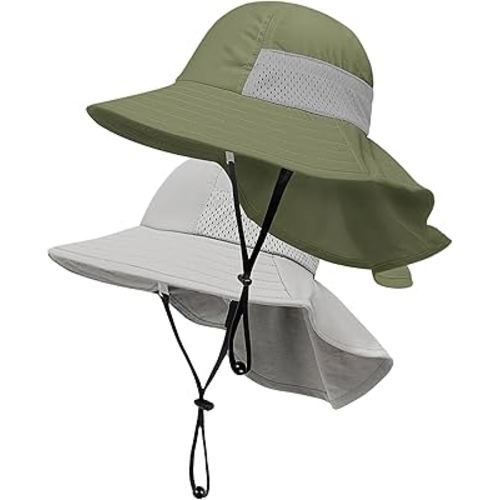 Toddler Baby Sun Hat Kids Summer Beach Essentials Adjustable Beach Hats with Bucket Wide Brim for Boys Girls Age 0-14 Years