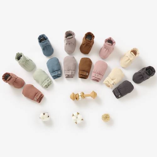 Tiny Alpaca | Organic Cotton Newborn Ribbed Mittens & Booties Set | 0-12 Months | Gender Neutral | Baby mittens | Baby Shower Gift | 1 Pair