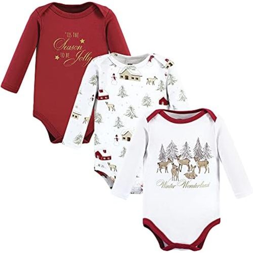 Hudson Baby Baby Girls' Cotton Long-sleeve Bodysuits 3-pack