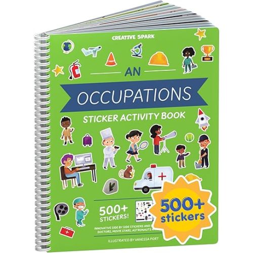 When I Grow Up 500+ Kids Sticker Book by Cupkin Fun Toddler Travel Activity Coloring and Sticker Book, Road Trip Essentials, 12 Coloring Pages 12 Side by Side Scenes for Ages 2–8 Years