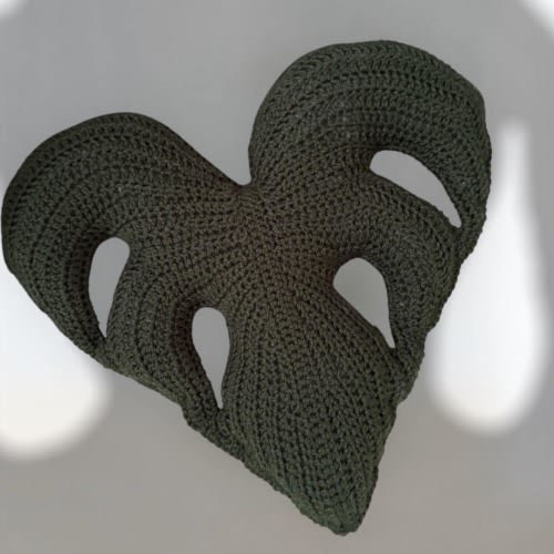 Monstera Crochet Pillow