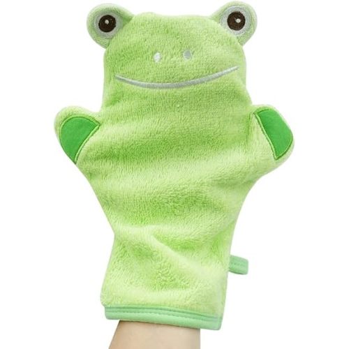 JN&LULU Organics Bath Mitt Bath Cotton and Soft Scrub Bathing Loofah Shower Gifts (Frog)