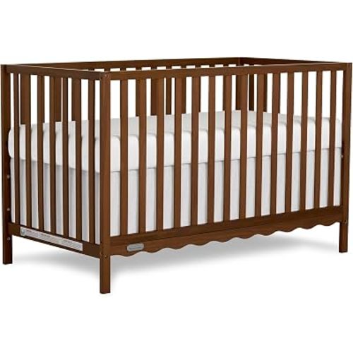 Dream On Me Synergy Wave 5-in-1 Convertible Full Size Baby Crib, Walnut