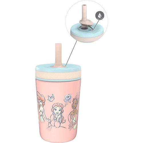 Zak Designs Disney Princess Kelso Toddler Cups For Travel or At Home, 12oz Vacuum Insulated Stainless Steel Sippy Cup With Leak-Proof Design For Kids (Ariel, Belle, Cinderella, Mulan, Tiana)