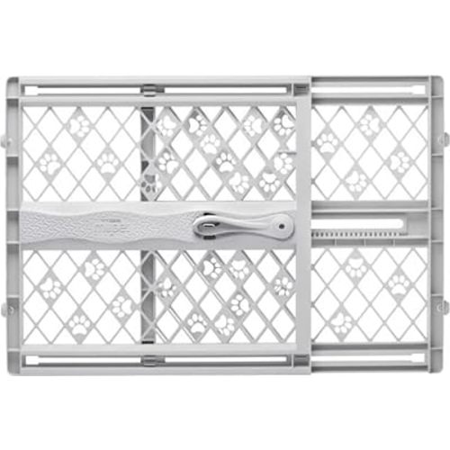 MYPET North States Paws Portable Pet Gate: 26-40" Wide. Pressure Mount. No Tools Needed. Made in USA. Dog Gate 23" Tall, Expandable, Durable Dog Gates for Doorways, Light Gray
