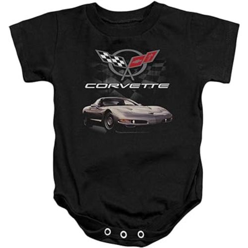 Chevy Romper Corvette Checkered Past Baby Creeper, Black, 6 Months