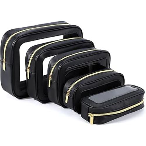 5PCS Diaper Bag Organizer Pouch Set, TSA Approved Toiletry Bag，Clear Waterproof TPU Makeup Bag Set Travel Organizer Bags for Women and Kids