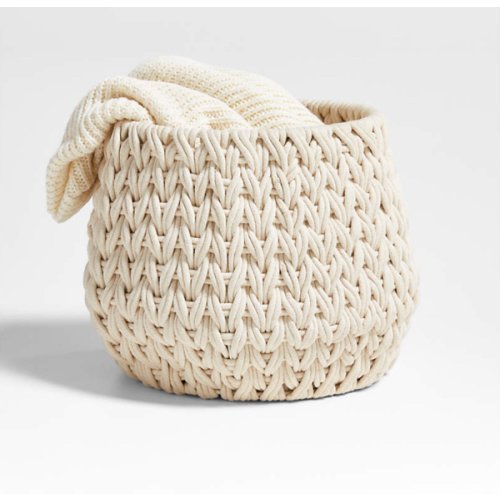 Rulon White Medium Open Storage Tote Basket