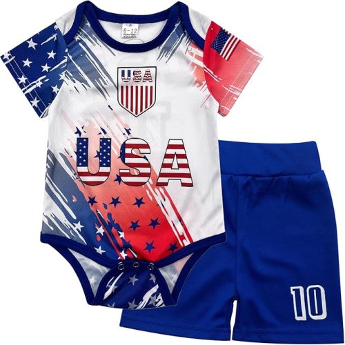 Country Baby's Soccer Jerseys Infant Two - piece Set Football Uniform Shirt and Comfort Shorts for boys and Girls