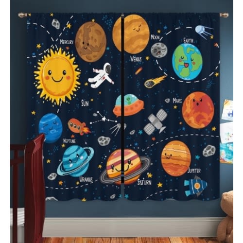 Miyotaa Solar System Universe Window Curtains 2 Panels 42W x 63H Rod Pocket Kids Boys Outer Space Planet Learning Study Knowledge Galaxy Polyester Window...
Size:42"W x 63"L (Pack of 2)