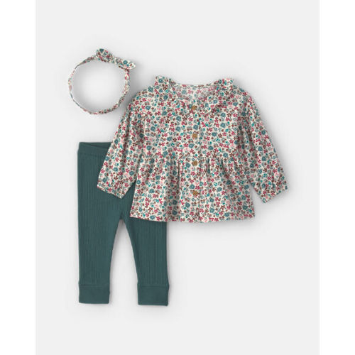 Baby Girl 3-Piece Floral Long-Sleeve Top & Pant Set | Carter's