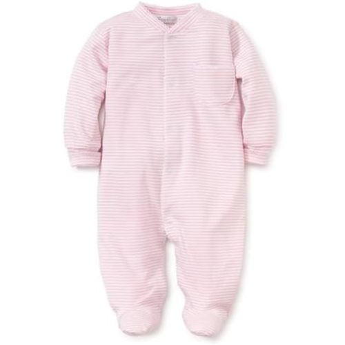 Kissy Kissy Baby Boys and Girls 100% Pima Cotton Simple Stripes Snap Front Footie Pajamas, Newborn to 24 Months