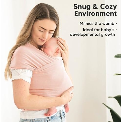 KeaBabies Baby Wrap Carrier - All in 1 Original Baby Carrier Newborn to Toddler Sling, Easy to Wear, Hands Free Bonding, Lightweight, Breathable Infant Wraps (Dusty Pink)
