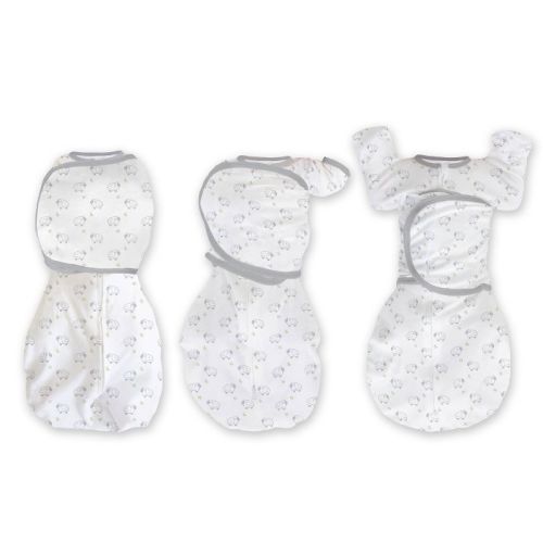 SwaddleDesigns Baby Omni Swaddle Sack with Wrap, Arms Up Elbow Length Sleeve with Mitten Cuffs - Tiny Lambs - 0-3m