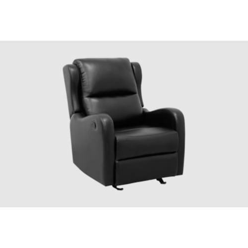 Brentwood Black Nursery 30" Faux Leather Manual Glider Recliner With Manual Headrest | Exterior Pull | Rocker