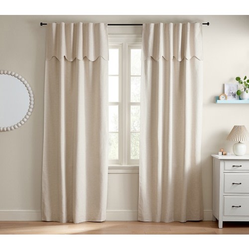 Evelyn Linen Scallop Valance Blackout Curtain