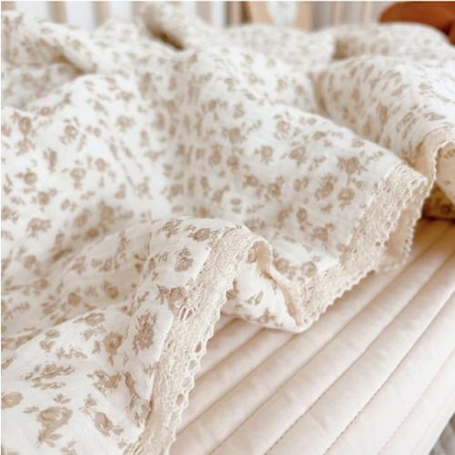 BuLuTu Carmine Flower Blanket for Girls Boys Muslin Cotton Toddler Quilt Kid Bed Soft Toddler Blankets Child Teen Bedding Decor Birthday Gifts, Camellia Pattern, 47x59 Inches