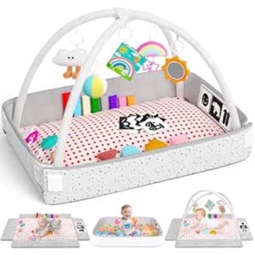 Baby Play Gym Mat Tummy Time Mat with 5 Detachable Items Baby Essentials