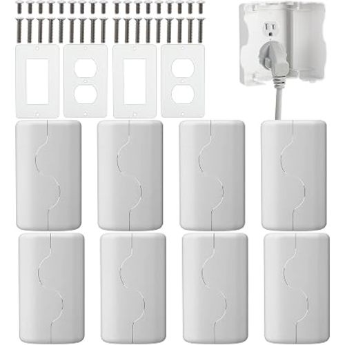 Tellegloww Safety Outlet Cover Box, 8 Pack