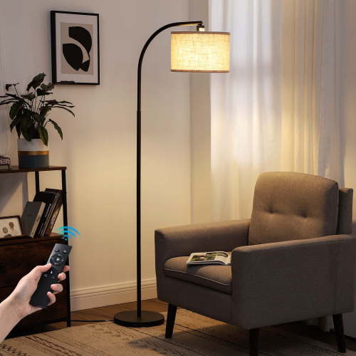 EDISHINE 63.4in Modern Floor Lamps with Remote for Living Room, Adjustable Lampshade, LED Bulb Included, Black