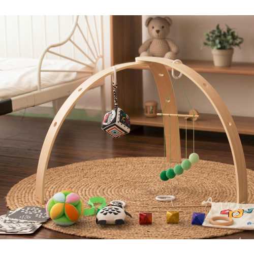 Montessori Wooden Baby Mobile Gym w/ Visual Toy Set