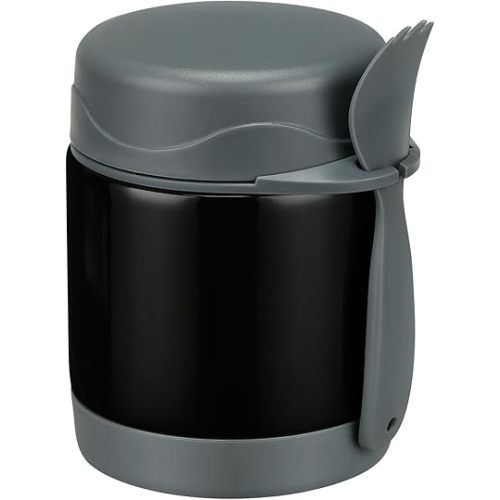 10oz Soup Thermo for Hot Food Kids Insulated Food Jar,Thermo Hot Food Lunch Container, Width Mouth Stainless Steel Lunch Box for Kids with Spoon (Black)