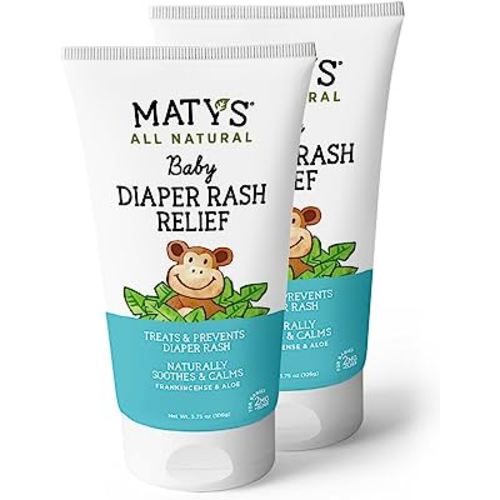 Matys Baby Diaper Rash Relief Ointment, Diaper Cream for Babies 2 Months Old +, Soothing Balm Protection for Chafed Skin, Clean Nurturing Lavender & Aloe w/Zinc, Petroleum Free, 2 Pack, 3.75 oz each