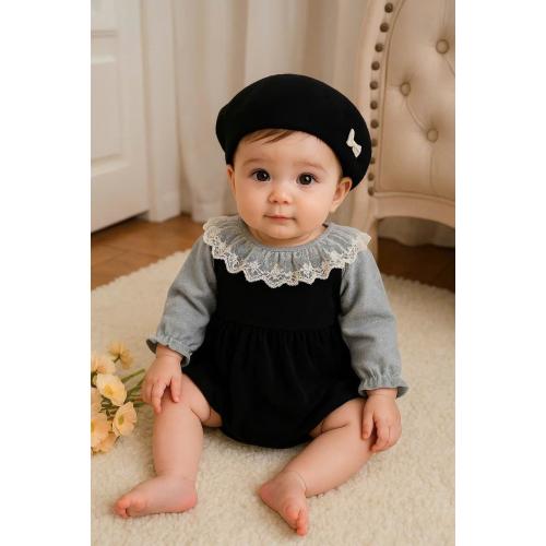 Vintage Baby Romper Set with Beret | 6-12 mo.s