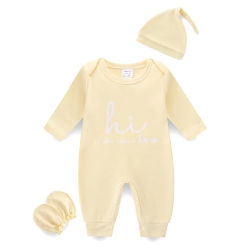 Babymine Gender Neutral Baby Clothes 0-3 Months Long Sleeve Yellow Newborn Outfit for Boys and Girls Going Home Outfit Baby Registry Search