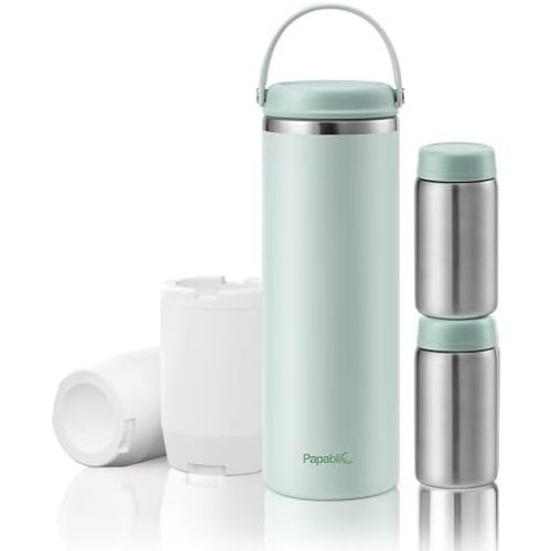 Papablic 360° CapsuleChill Breastmilk Cooler with 2 Stainless Steel Bottles