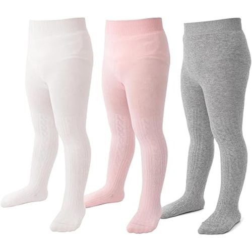 Marchare Baby Girls Tights Thick Solid Cable Knit Leggings Winter Warm Stockings For Toddler Girls 1/2/3/4/5 Pack