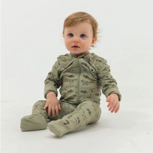 Baby Zip Up - Flying Ducks Green – BURLEBO