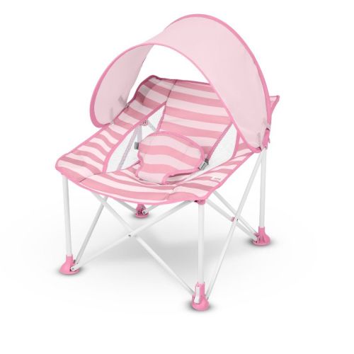 Bright Starts Pop N Chill Travel Booster Seat - Pink Stripe