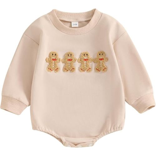 Newborn Baby Girl Boy Christmas Outfit Sweatshirts Romper Santa Oversized Long Sleeve Bodysuit Onesie Baby Clothes