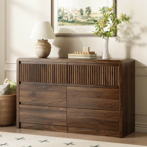 George Oliver Modern W/curved 6 Drawer Dresser,double Desser For Bedroom,living Room & Reviews | Wayfair