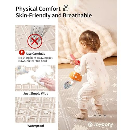 Baby Play Mat, 71x59 Inch Foldable Play Mats for Babies and Toddlers, Waterproof & Anti-Slip Portable Baby Floor Mat for Tummy Time, Baby Mat for Floor with Travel Bag for Indoor Outdoor