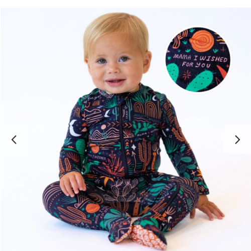 Bamboo Footie Zipper Baby Pajama - Desert Cactus Midnight Bamboo Onesie Sleeper - Mama I Wished for You Affirmation – Raising Mama