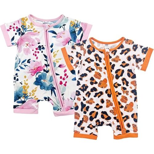 Bow Dream Baby Girl Romper 2 pack Bamboo Rayon Baby Clothes Baby Boy Short Sleeve Jumper One-Piece Rompers Summer