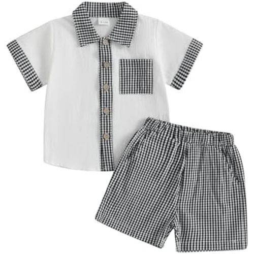 Baby Boy Summer Clothes Toddler Infant Short Sleeve Solid Cotton Linen T-Shirt Tops Casual Shorts Set 2Pcs Outfits