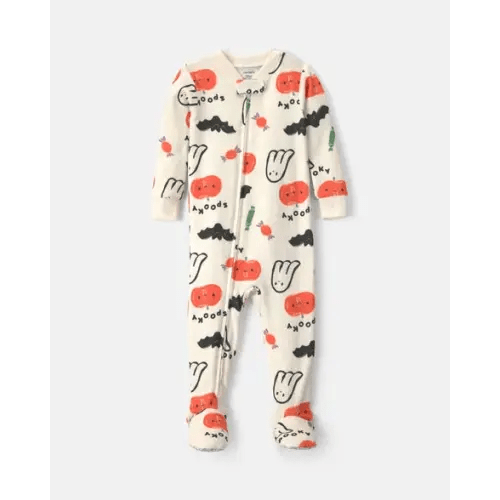 Baby Halloween Print 1-Piece Footed Pajama - Cream | Carter's