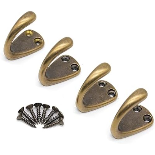 Vintage Brass Coat and Hat Hook Classic Simple Hooks Wall Mounted 4PCS