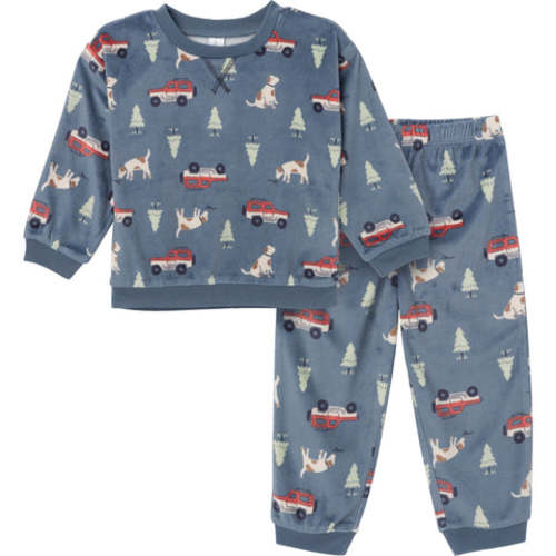 2-Piece Infant & Toddler Boys Dark Blue Camp Fleece Pajama Set