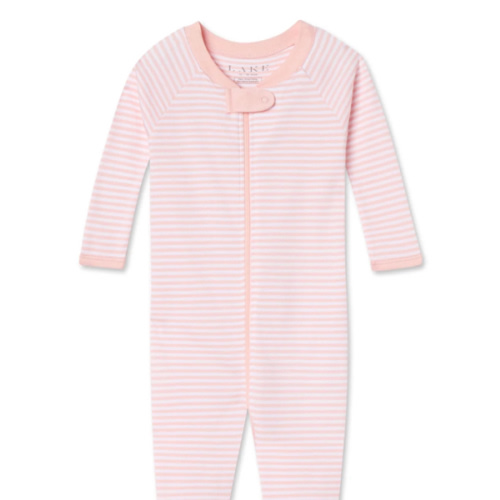 LAKE | Baby | Pima Cotton Pajamas | English Rose Stripe Baby Sleeper