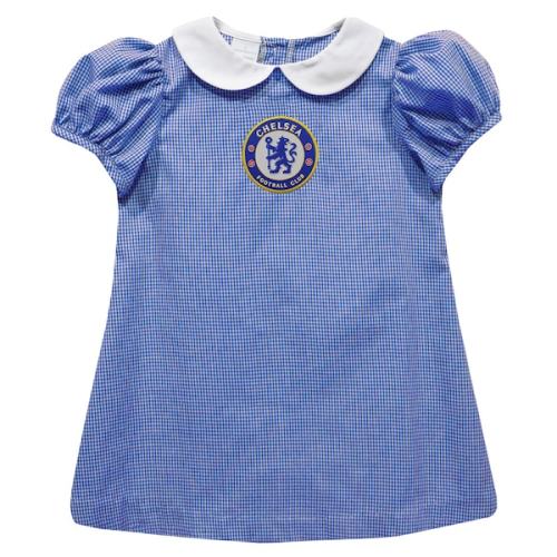 Chelsea Vive La Fete Girls Infant Gingham Puffy A-Line Dress - Royal