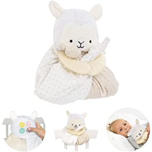 Lulyboo Lovey Baby Sleep Soother & Teether - Plush Security Blanket with Music, White Noise, Vibration, Detachable Silicone Teethers, Universal Crib Attachment, Llama Design, BPA-Free