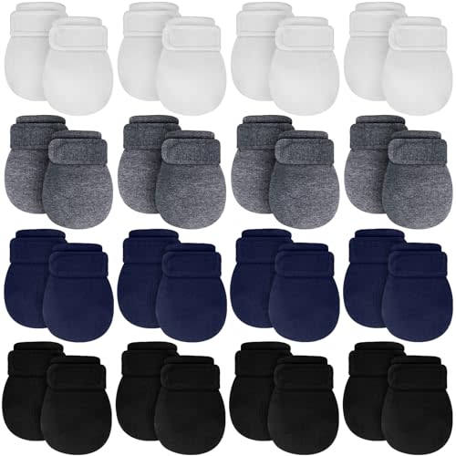 Newcotte Adjustable Baby Mittens No Scratch Newborn Cotton Breathable Gloves Warm Baby Mitts for Boys
