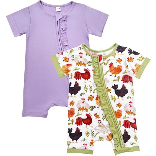 Bow Dream Baby Girl Romper 2 pack Bamboo Rayon Baby Clothes Baby Boy Short Sleeve Jumper One-Piece Rompers Summer