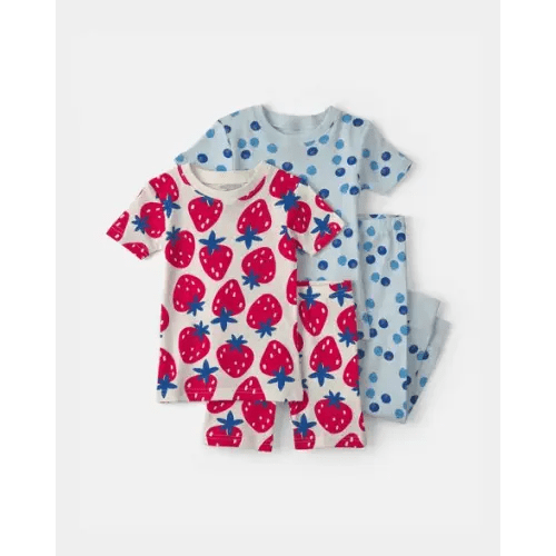 Baby Girl Fruit 100% Cotton 4-Piece Pajama Set - Red/Blue | Carter's