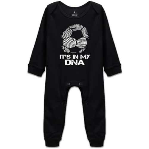 DOQOSESHY Soccer Its in My DNA Baby Climbing Short Sleeve Outfit Long Sleeve Romper